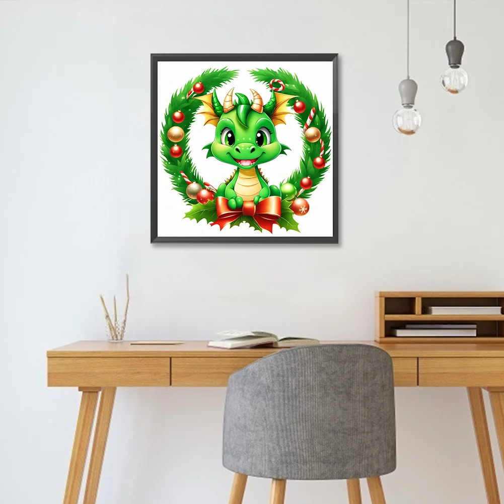 Full Round Diamond Painting 30*30cm - Dragon In The Wreath