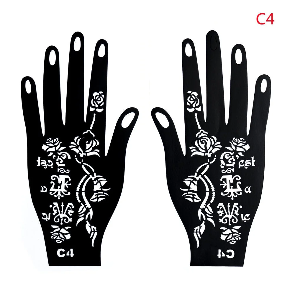 1PC Multiple Professional Henna Stencil Temporary Hand Tattoo Body Art Sticker Template Wedding Tool India Flower Tattoo Stencil