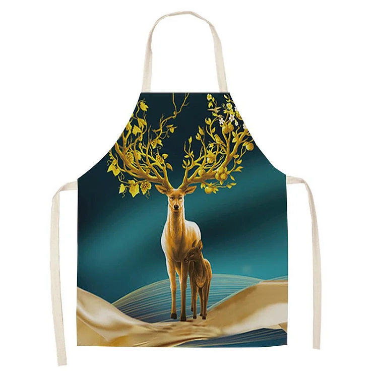 Waterproof Linen Kitchen Apron -deer