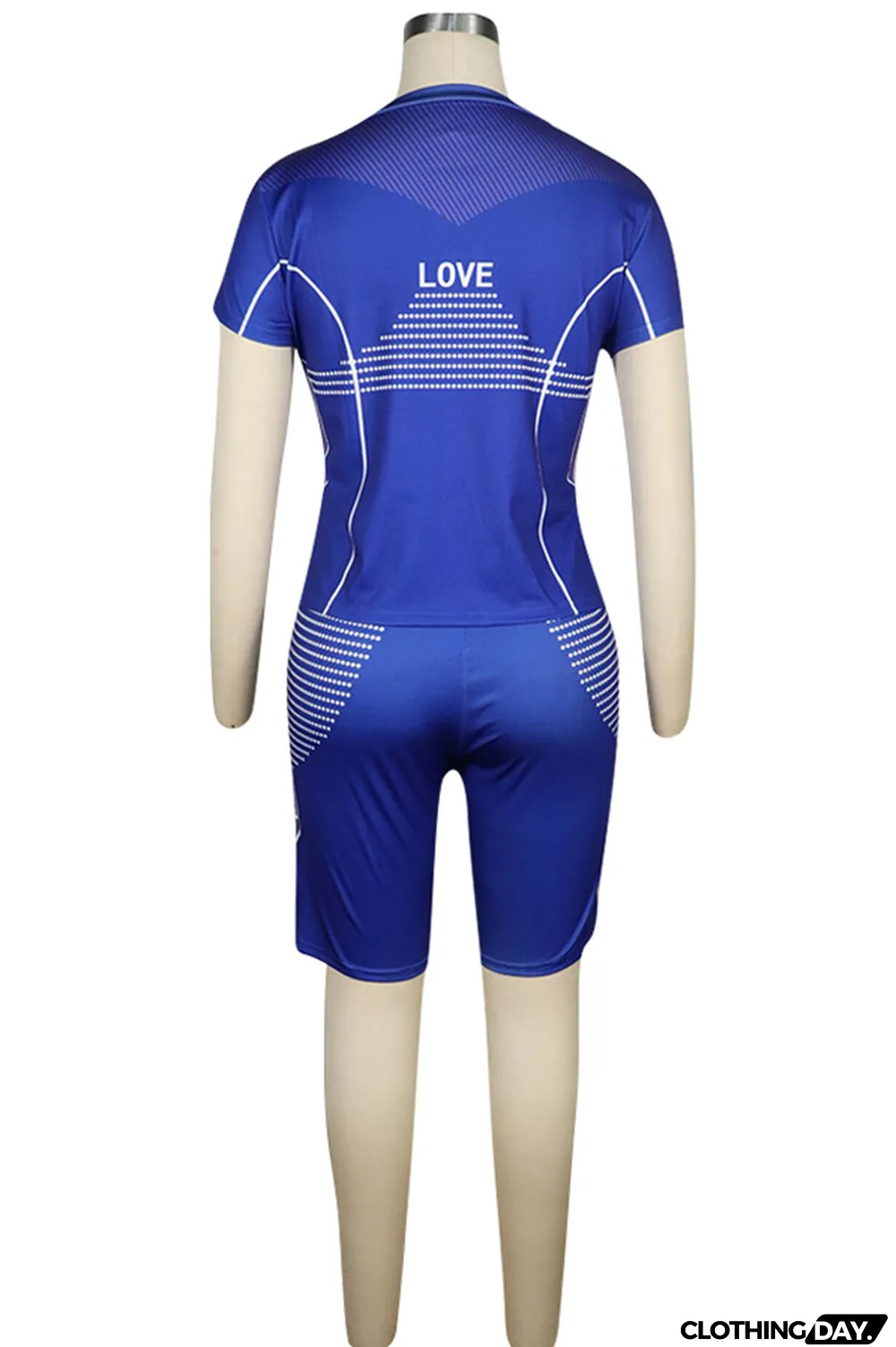 Pink knit Sexy Patchwork Print Straight Short Sleeve Two Pieces