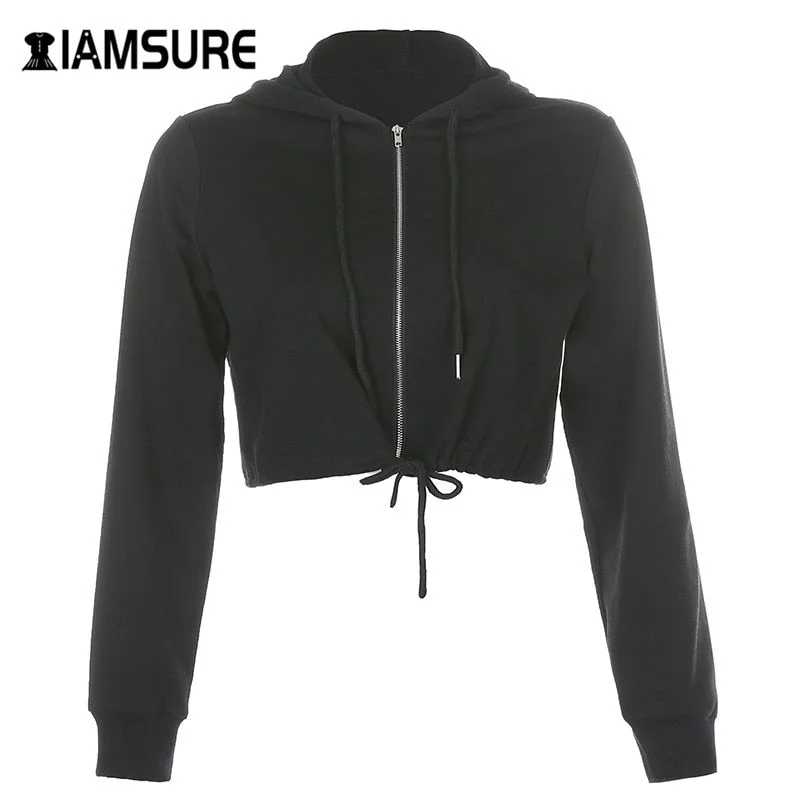 Graduation Gifts  Korean Fashion Streetwear Cropped Sweatshirts 2022 Long Sleeve Solid Casual Zipper Up Women's Hoodies