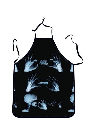 Horrible Party Cosplay Cooking Skeleton Print Halloween Apron Black-elleschic