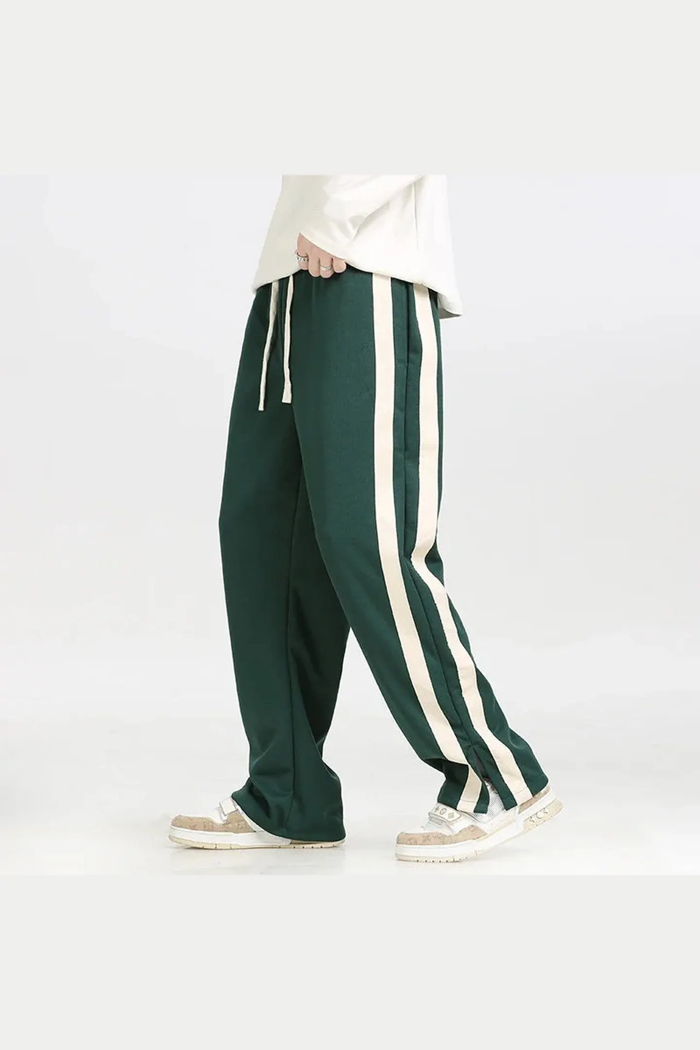 Men's Wide-Leg Retro Joggers &ndash; Soft Side-Stripe Track Trousers