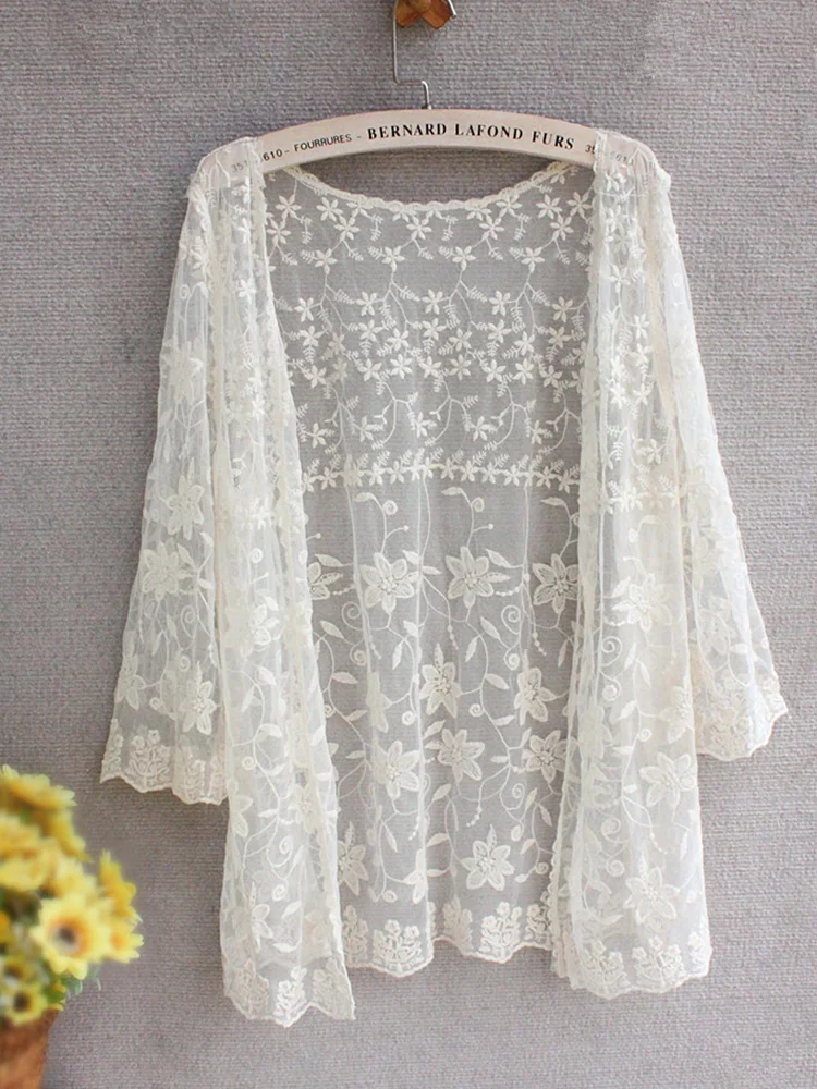 Wearshes Elegant Classy Floral Lace Flowy Cardigan