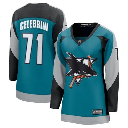 Women's San Jose Sharks #71 Macklin Celebrini  Teal Alternate Jersey