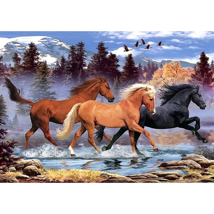 Running Horse - Full Round Drill Diamond Painting - 40x30cm(Canvas)