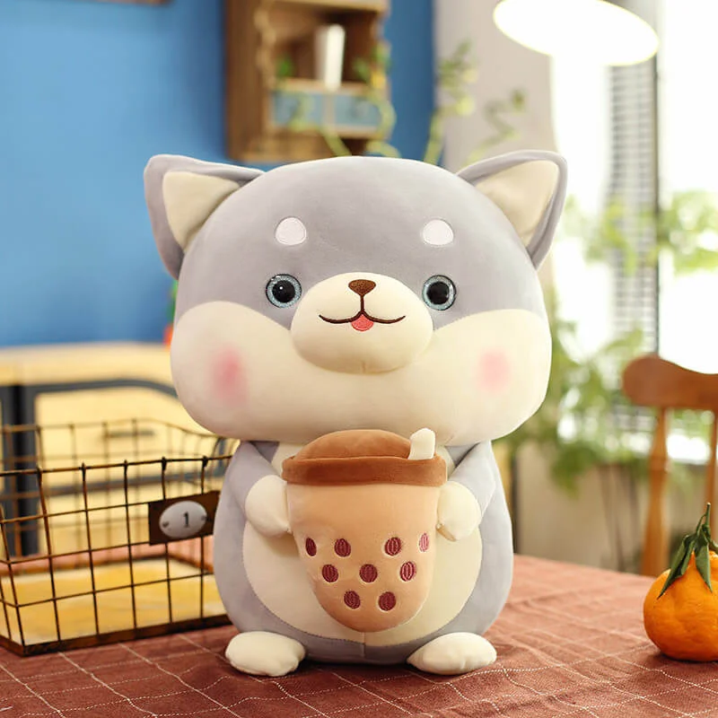 Cuteeeshop Bubble Tea Marshmallow Plushies Chubby Shiba Inu Boba Plush Stuffed Animal