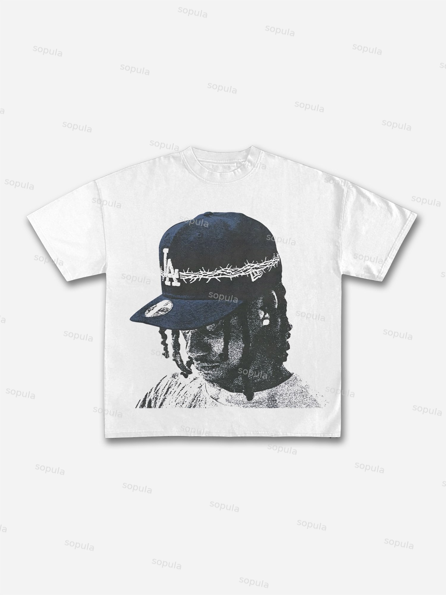 Vintage Street Portrait Graphic Print Cotton T-shirt - SOPULA