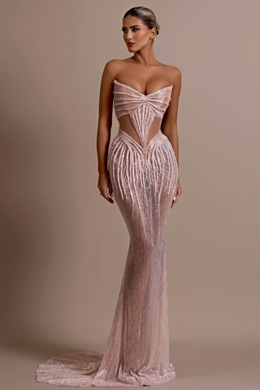 Lisliy Sexy Sleeveless V-Neck Mermaid Prom Dress With Beads