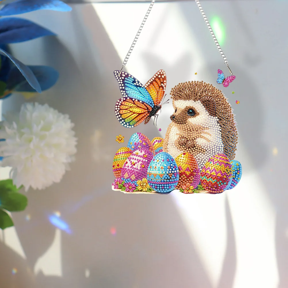 DIY Butterfly Egg Hedgehog Special Shape Diamond Painting Acrylic Hanging Pendant for Home Decor