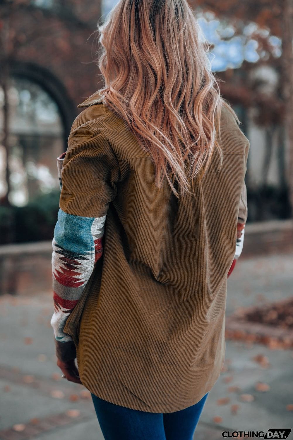 Aztec Pattern Corduroy Shacket