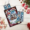 (US Local)Christmas House A5 Size Diamond Painting Notebook Set with 4Pcs Bookmark Gift
