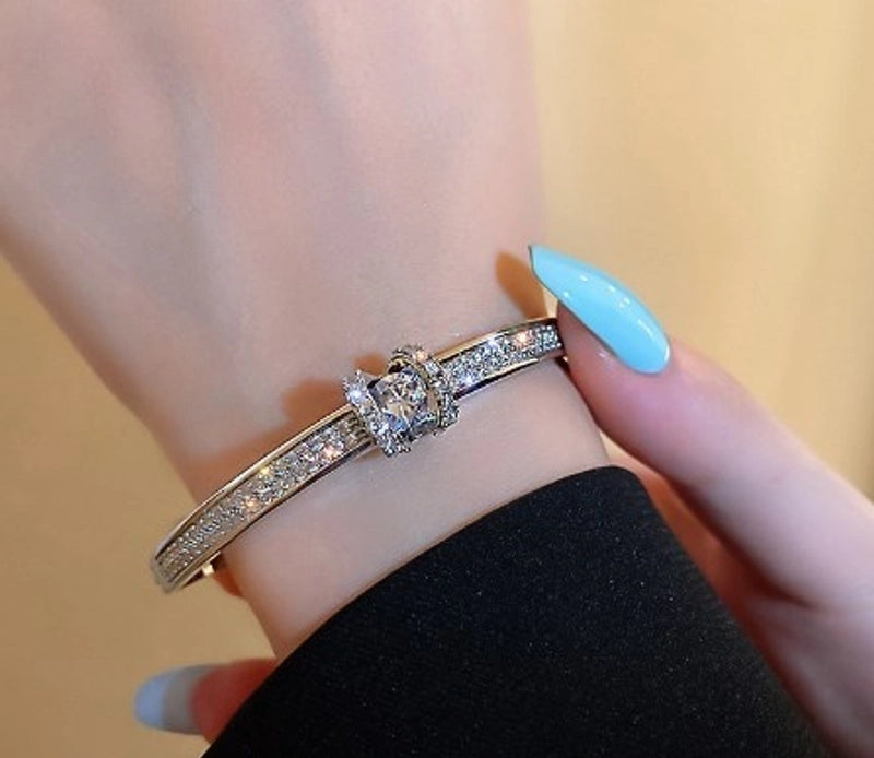 Minimalist Letter Solid Color Copper Zircon Bangle In Bulk