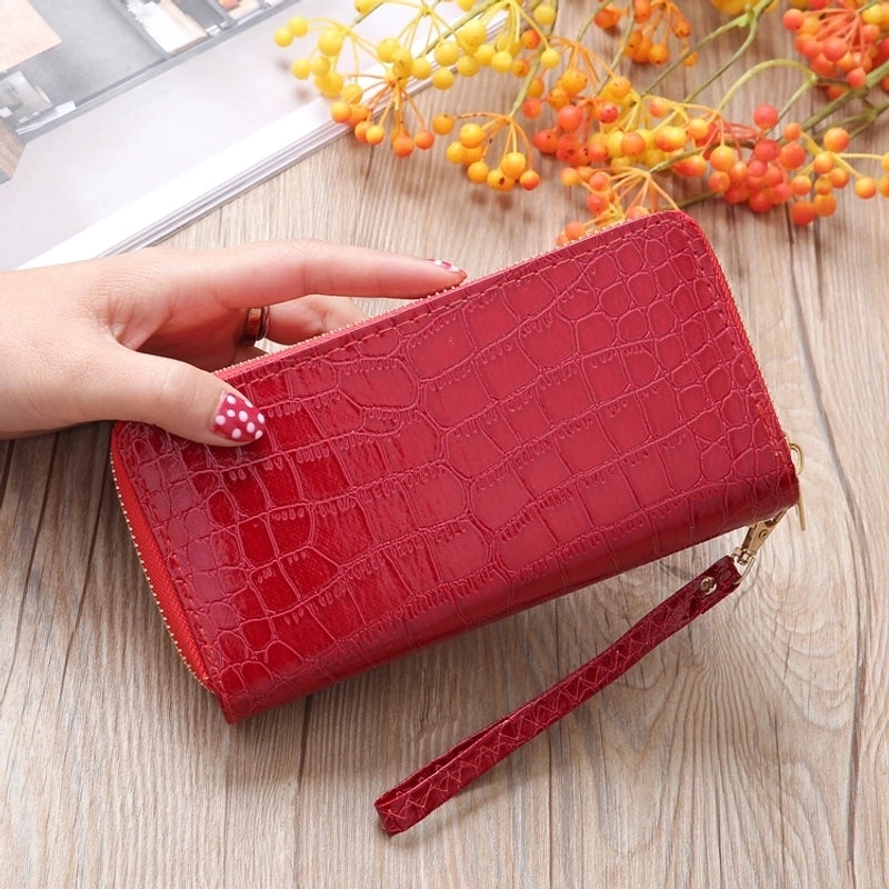 Fashion Stone Pattern Long Double Zipper Wallet