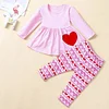 Kid Baby Girl Long Sleeve Heart Legging Valentines Sets 2 Pcs