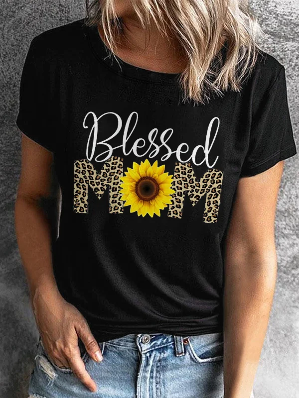 Blessed Mom Print Women's T-shirt