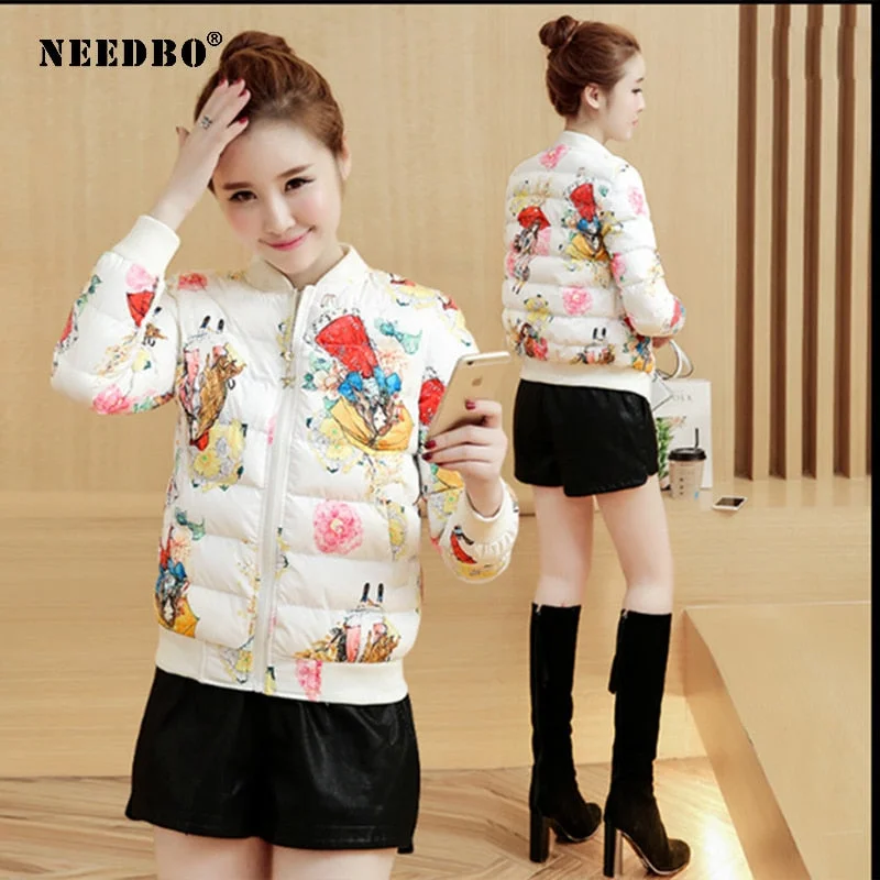 NEEDBO Womens Coat Jackets ultra Light Coat Women Winter Oversize Coat Fashion Print Winter jacket Coat Winter Jacket Parka