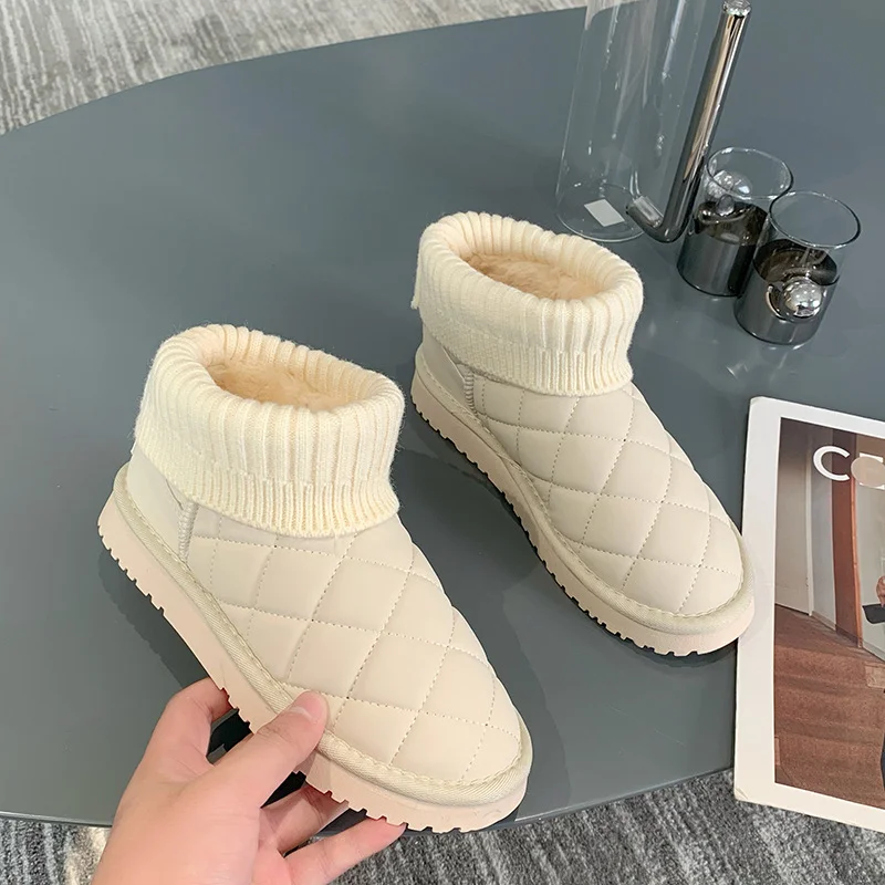 Churchf Churchf Mouth Snow Boots Women 2023 Winter New Casual Platform High-Top Cotton Shoes Women Add Thick And Velvet Cotton Boots Women
