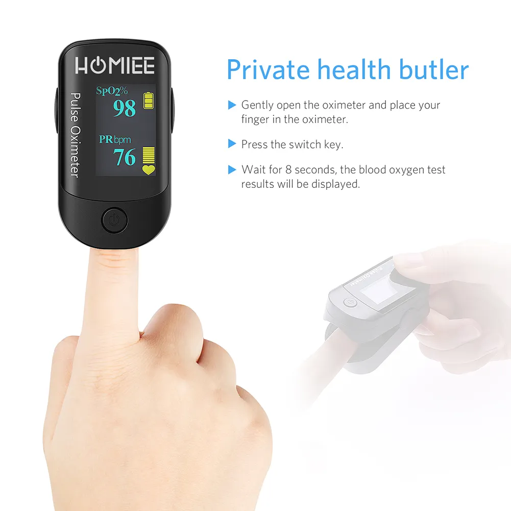 Digital Finger Pulse Oximete 4 Directions Mini Household Health Monitors (Black)