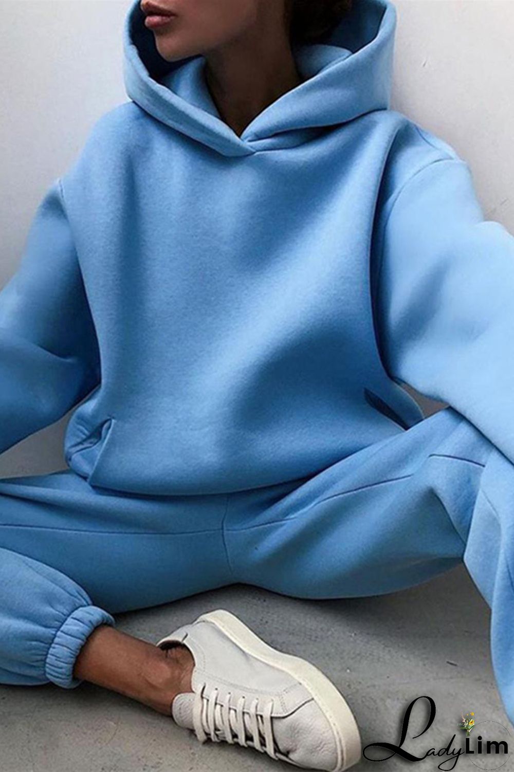 Purple Fashion Casual Solid Basic Hooded Collar Long Sleeve Two Pieces