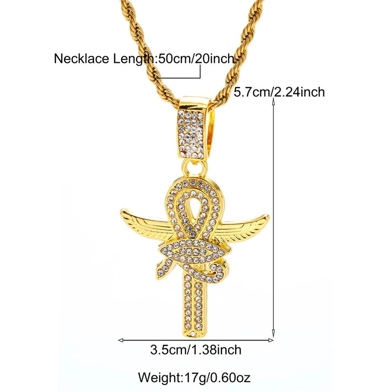 Hip-Hop Cross Eye Of Horus Alloy Plating Inlay Rhinestones Men's Pendant Necklace