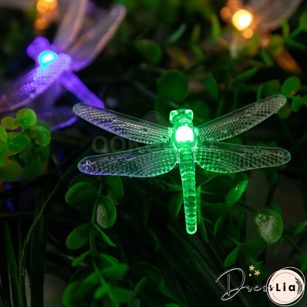 Color-Changing Solar Dragonfly String Lights