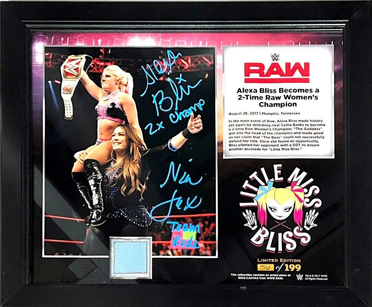 WWE ALEXA BLISS AND NIA JAX HAND SIGNED 15X17 FRAMED PLAQUE WITH PROOF AND COA