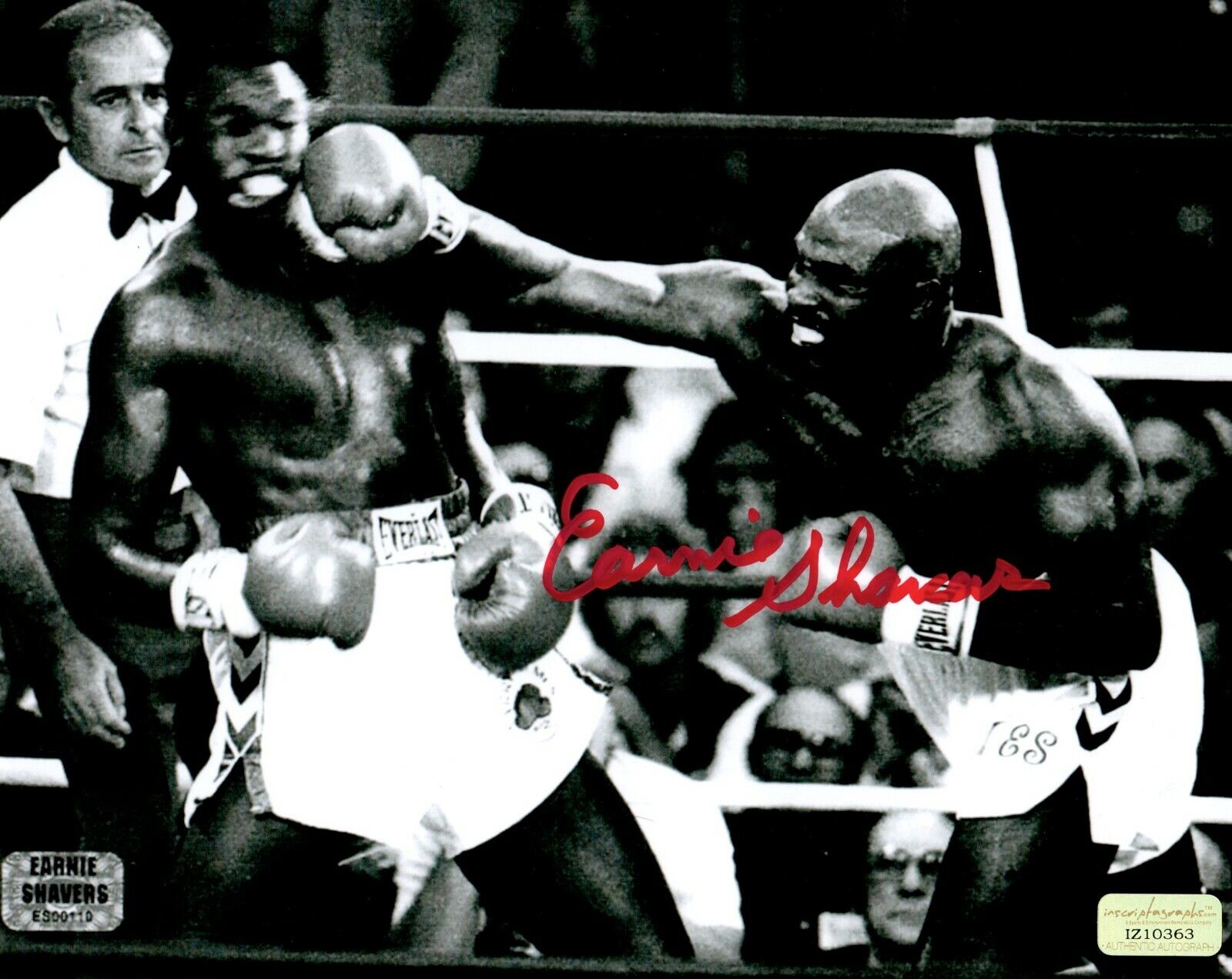 Earnie Shavers Signed 8x10 Photo Poster painting vs. Larry Holmes COA Inscriptagraphs Autograph