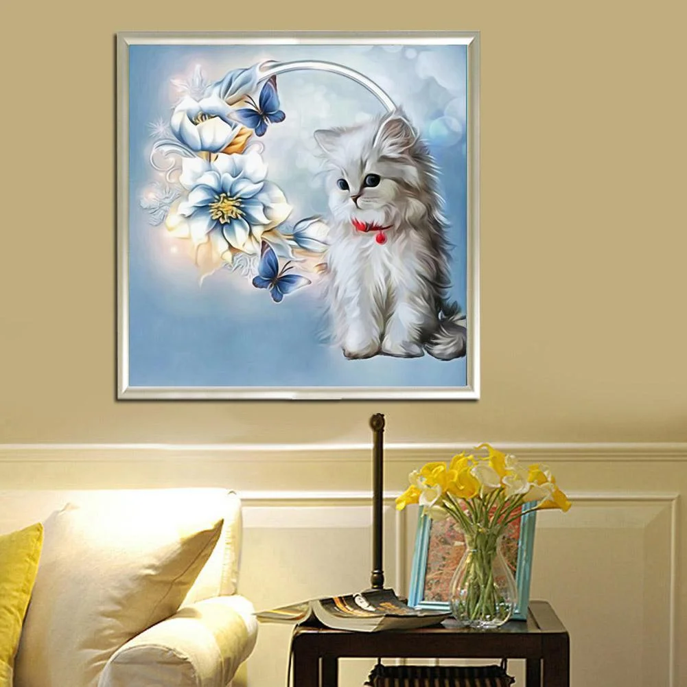 Diamond Painting - Partial Round Drill - White Cat(30*30cm)