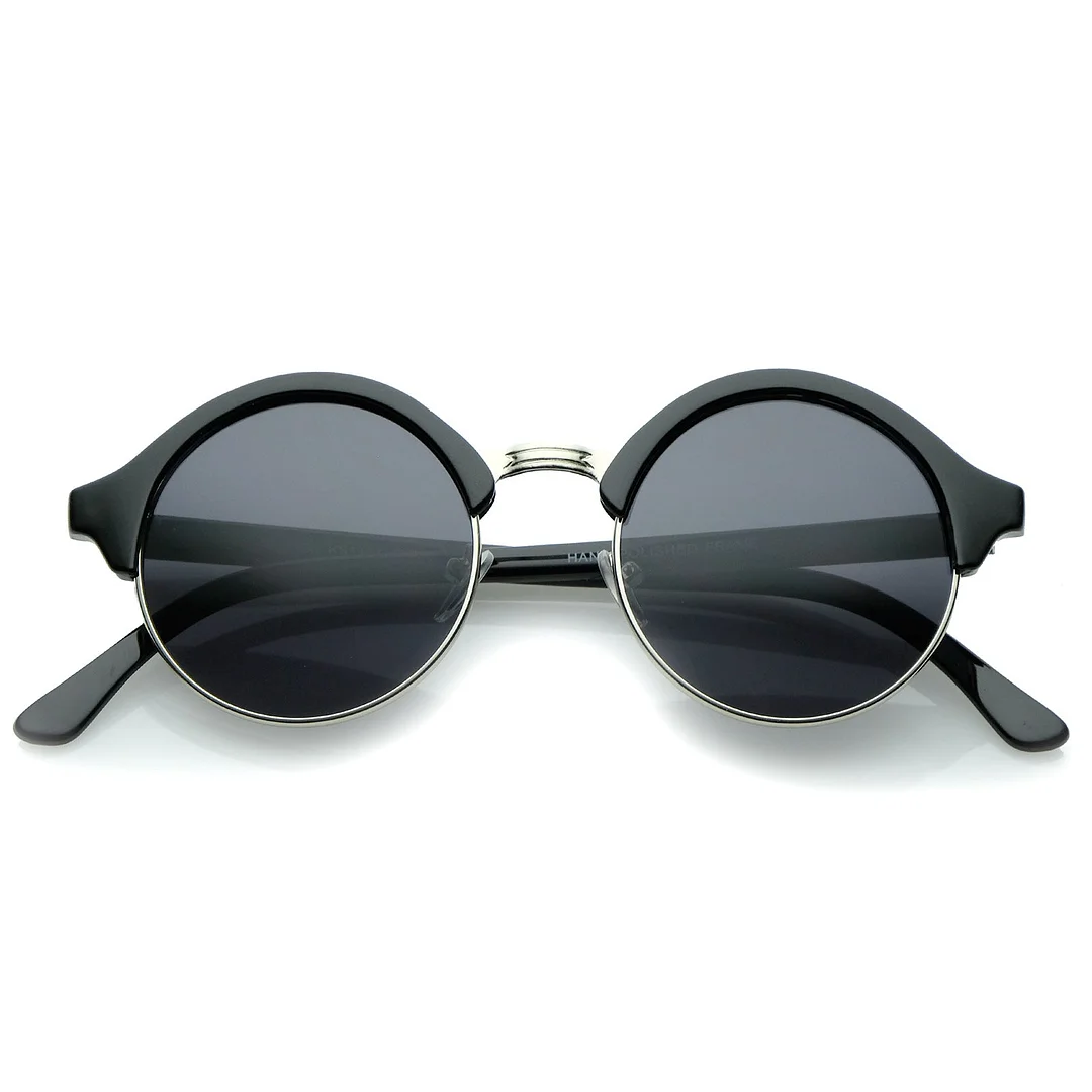 Classic Semi-Rimless Metal Nose Bridge P3 Round glasses 47mm