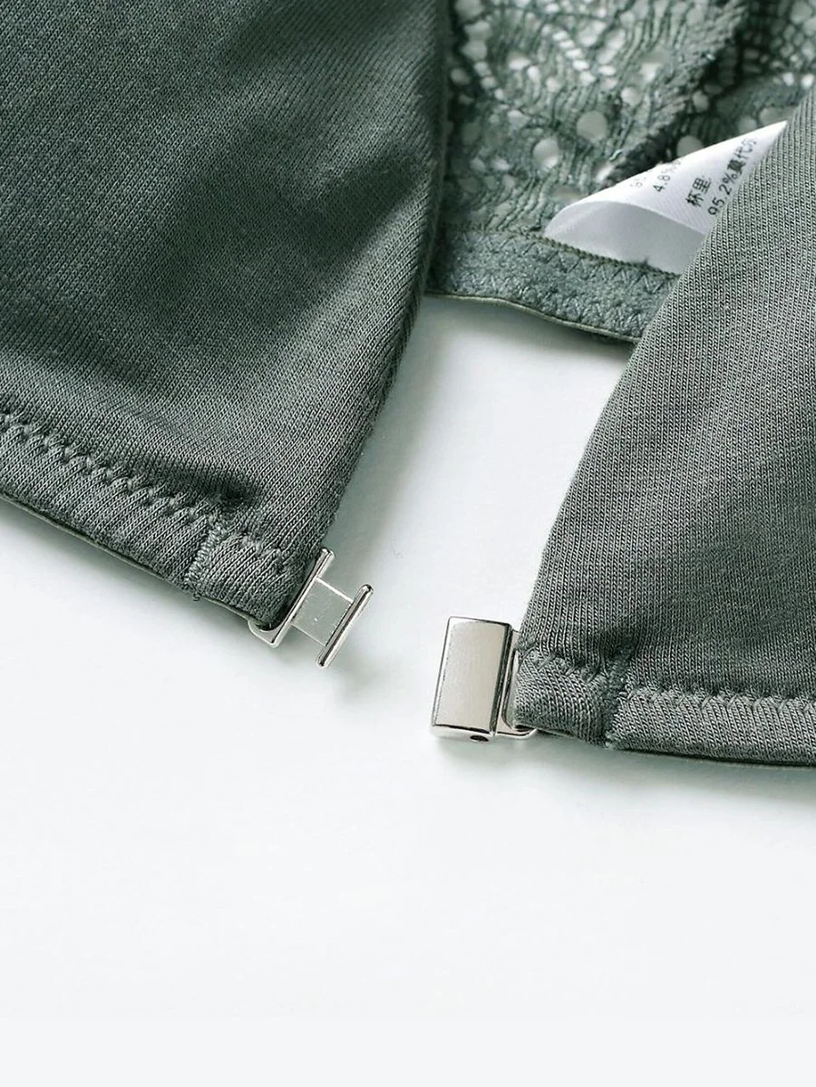 No rims lace beautiful back sexy triangle cup underwear set