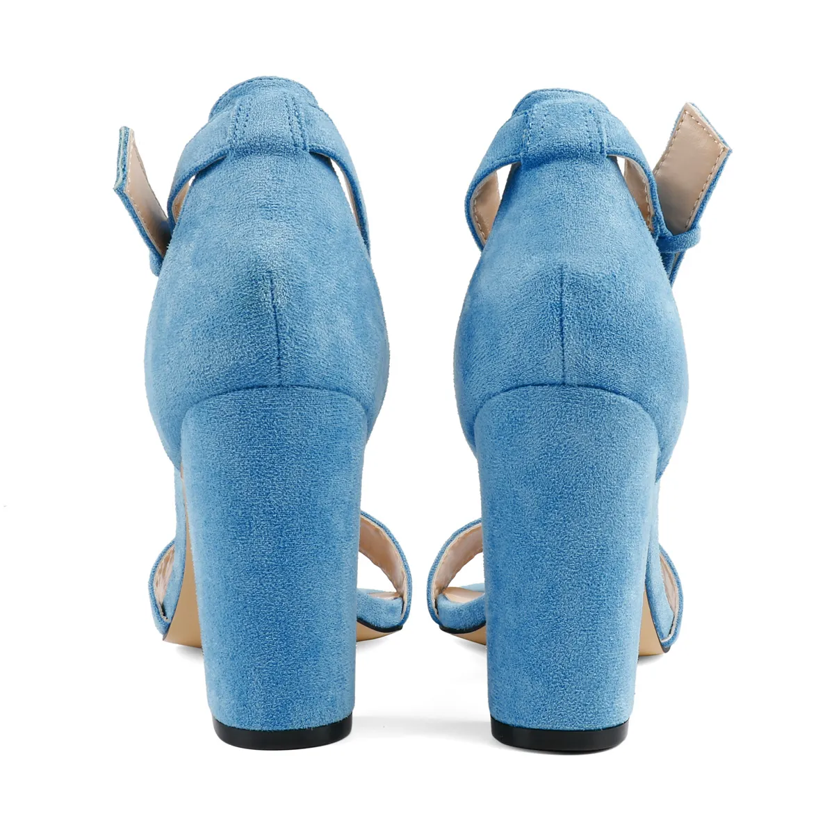 3.54"/9cm Chunky Block High Heels Ankle Strap Heeled Sandals