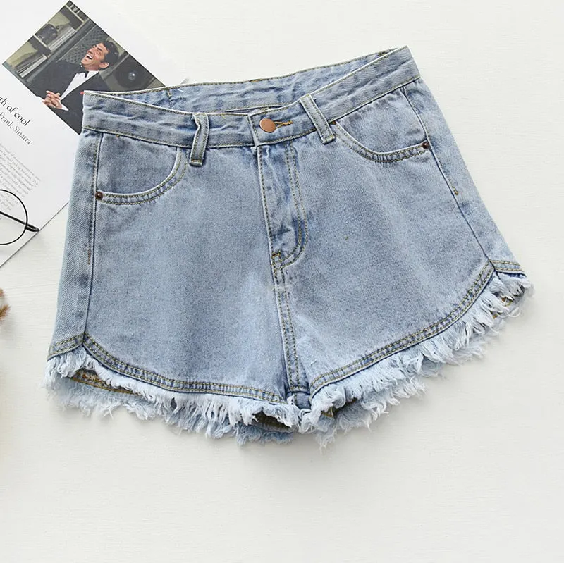 Zoki Sexy Tassel Women Denim Shorts Fashion Summer Slim Korean Chic Girl Ankle-Length Pants Black Jeans Washed Street Wear 2021