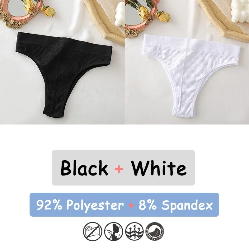Billionm Women's Thong Seamless High Waisted Women's Panties Sexy Lingerie Comfortable Cotton Briefs Intimates Female Underpants