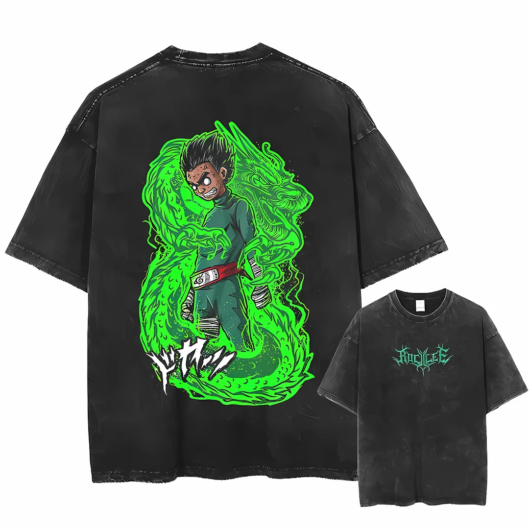 Naruto Rock Lee Printed Unisex Washed T-Shirt