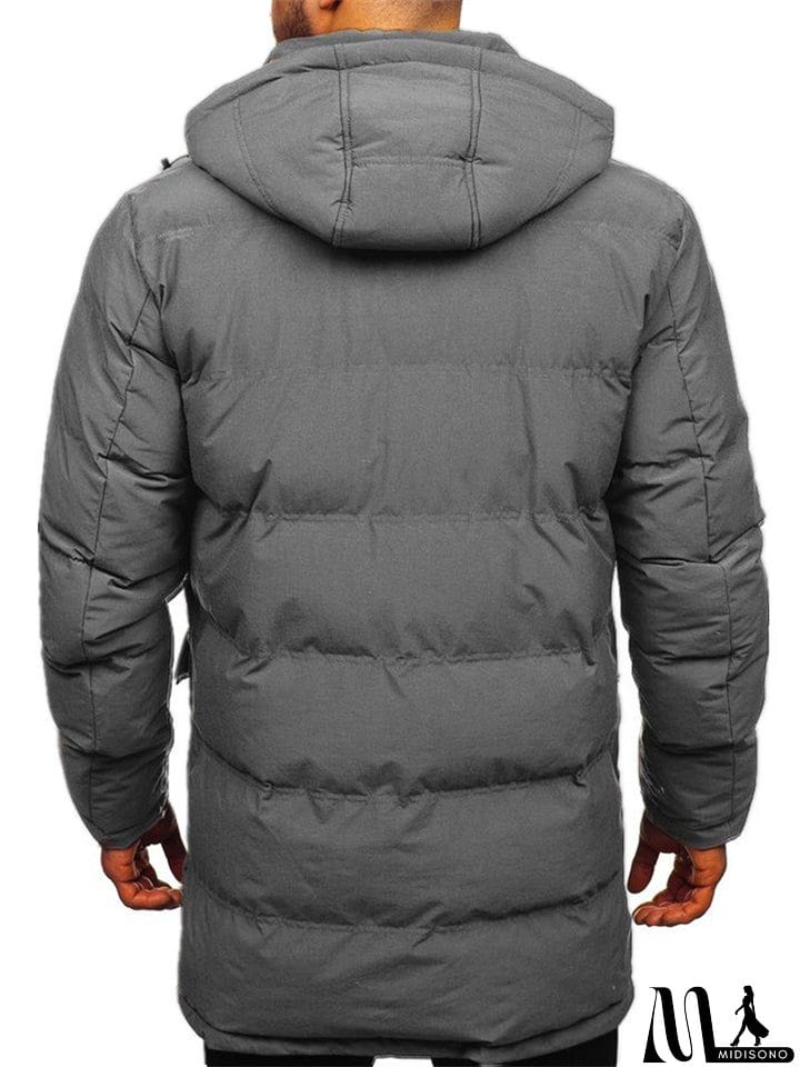 MidiSono - Men's Thickened Keep Warm Puffer Coat with Detachable Hood