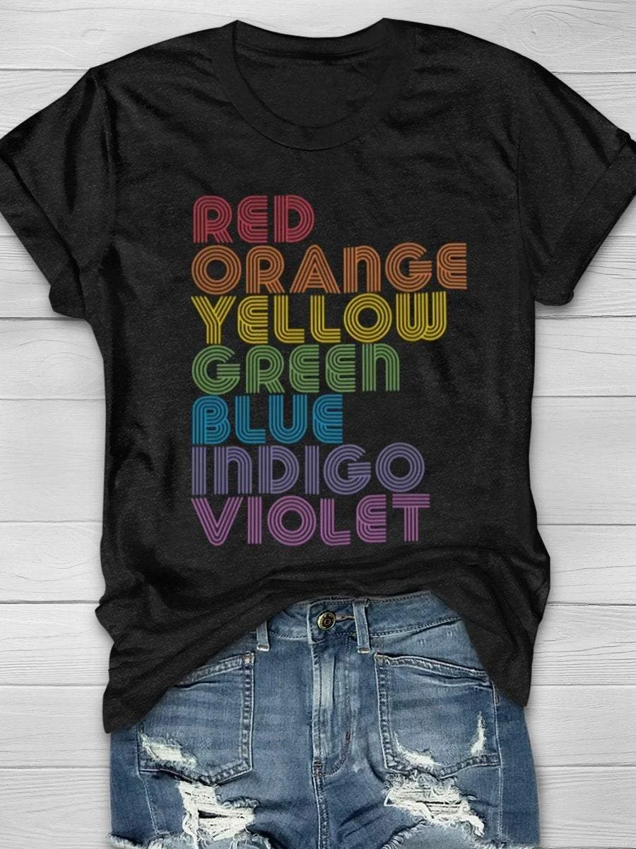 Rainbow Color Art Teacher Print Short Sleeve T-shirt