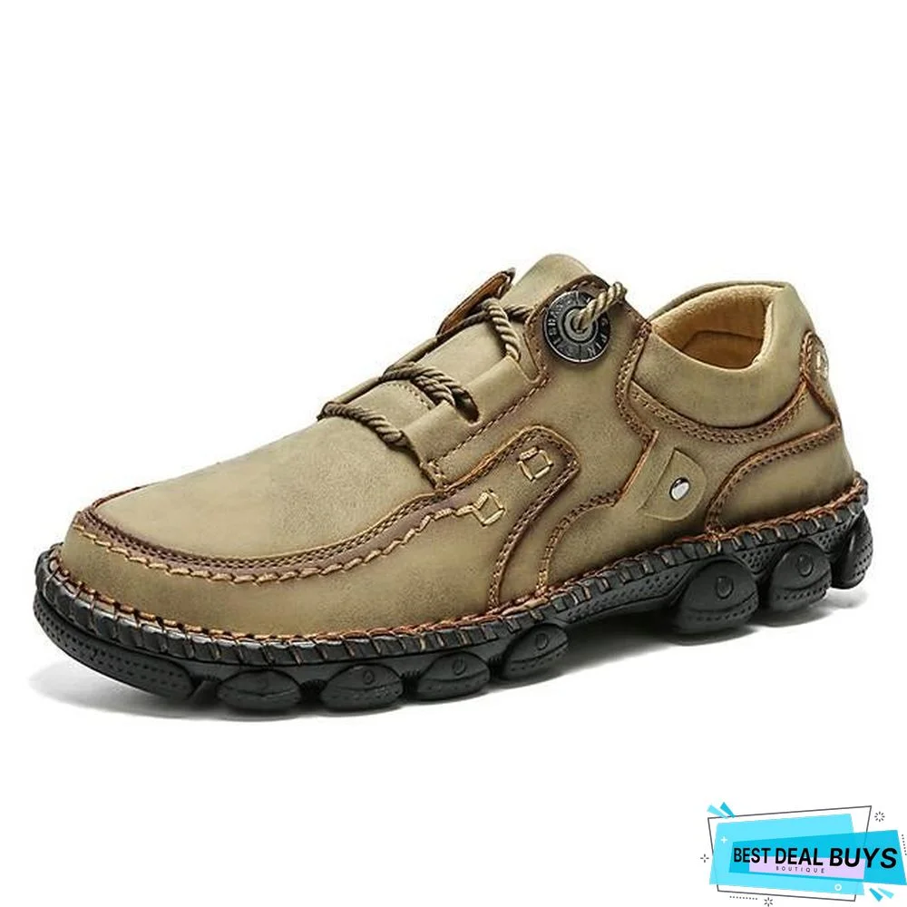 Men's Spring / Fall Casual / British Daily Outdoor Oxfords Hiking Shoes / Walking Shoes Faux Leather Non-Slipping Wear Proof Black / Yellow / Khaki