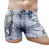 Pure cotton men's denim print large size sexy boxer briefs