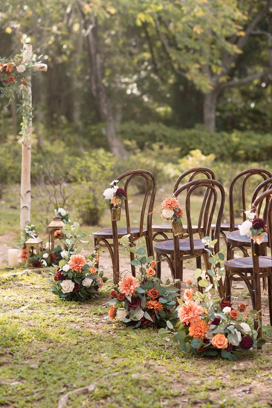 Free-Standing Flower Arrangements in Sunset Terracotta