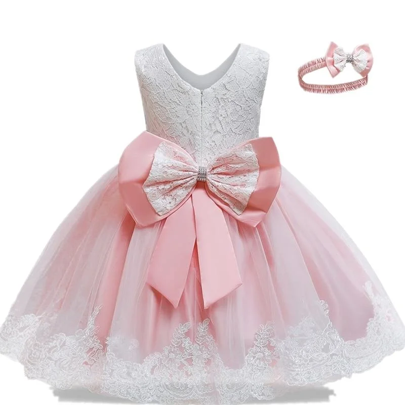 Baby Girl Dress 3pcs Elegant Princess Dress Birthday Party Dress Toddler Ball Gown Christening Gowns Infant Vestido For 0-2Yrs