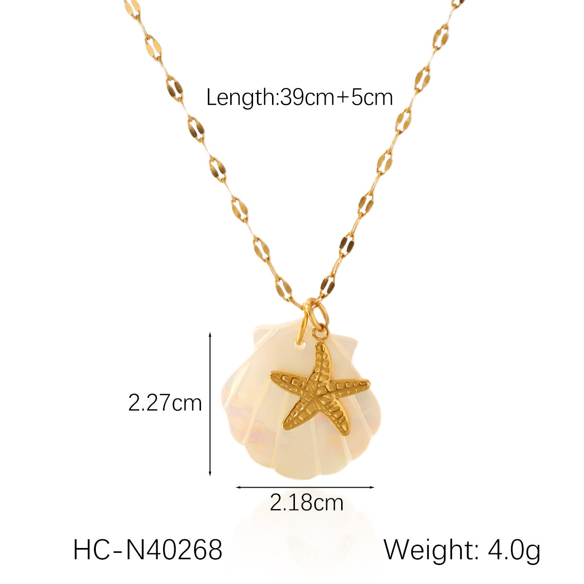 18K Gold Stainless Steel Starfish Seahorse Ocean Style Shell Pendant Necklace Ins Style Niche Design Clavicle Chain