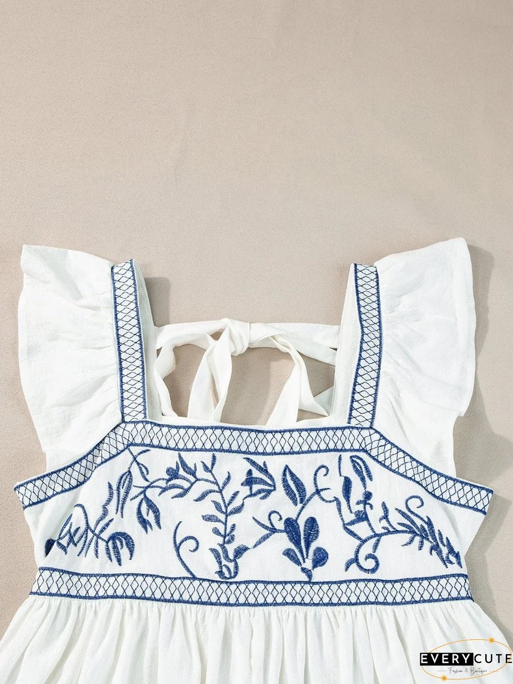 White Summer Peplum Top with Embroidery