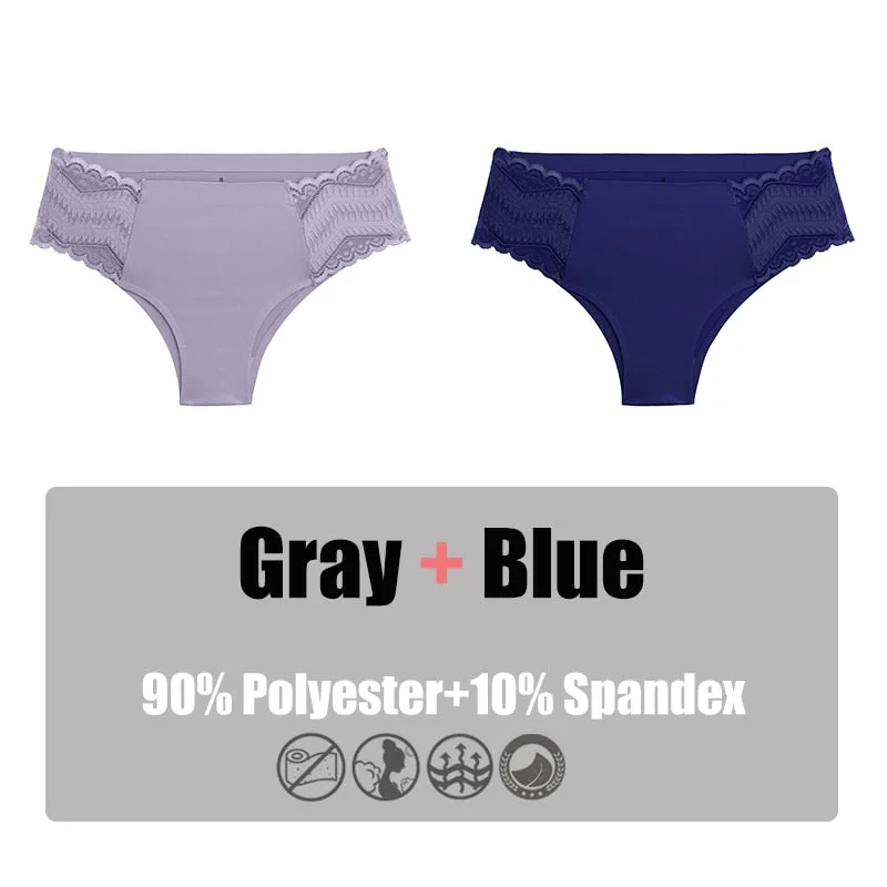 2PCS/Set Women Panties Lace Underwear Briefs Seamless Panties Sexy Lingerie for Female Intimates Underpants Floral Lace Pantys