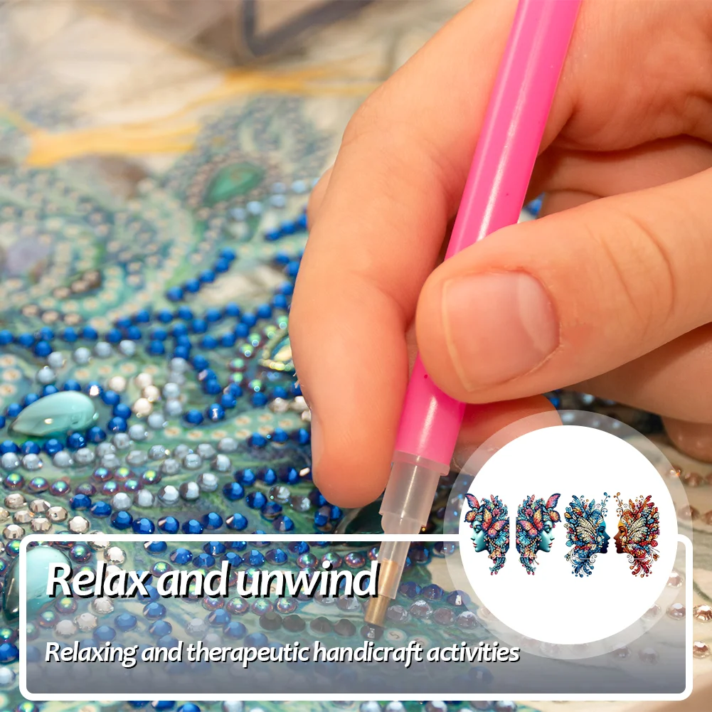 2pcs 2D Flat DIY Diamond Art Pendant DIY Home Decor Hanging Charm (Butterfly)