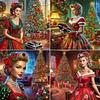 (US Local)4pack Xmas Lady-Crystal Rhinestone Diamond Painting(30x30cm)