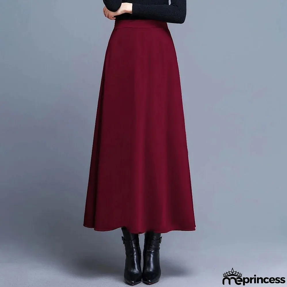 Women's Swing Work Skirts Maxi Skirt Black Wine Red Skirts Pocket Streetwear Basic Casual Office / Career WorkWear M L XL