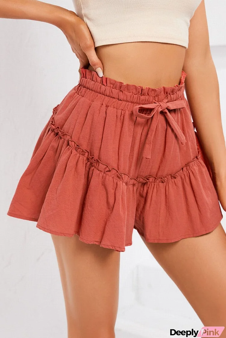 Frill Trim Tie Waist Shorts