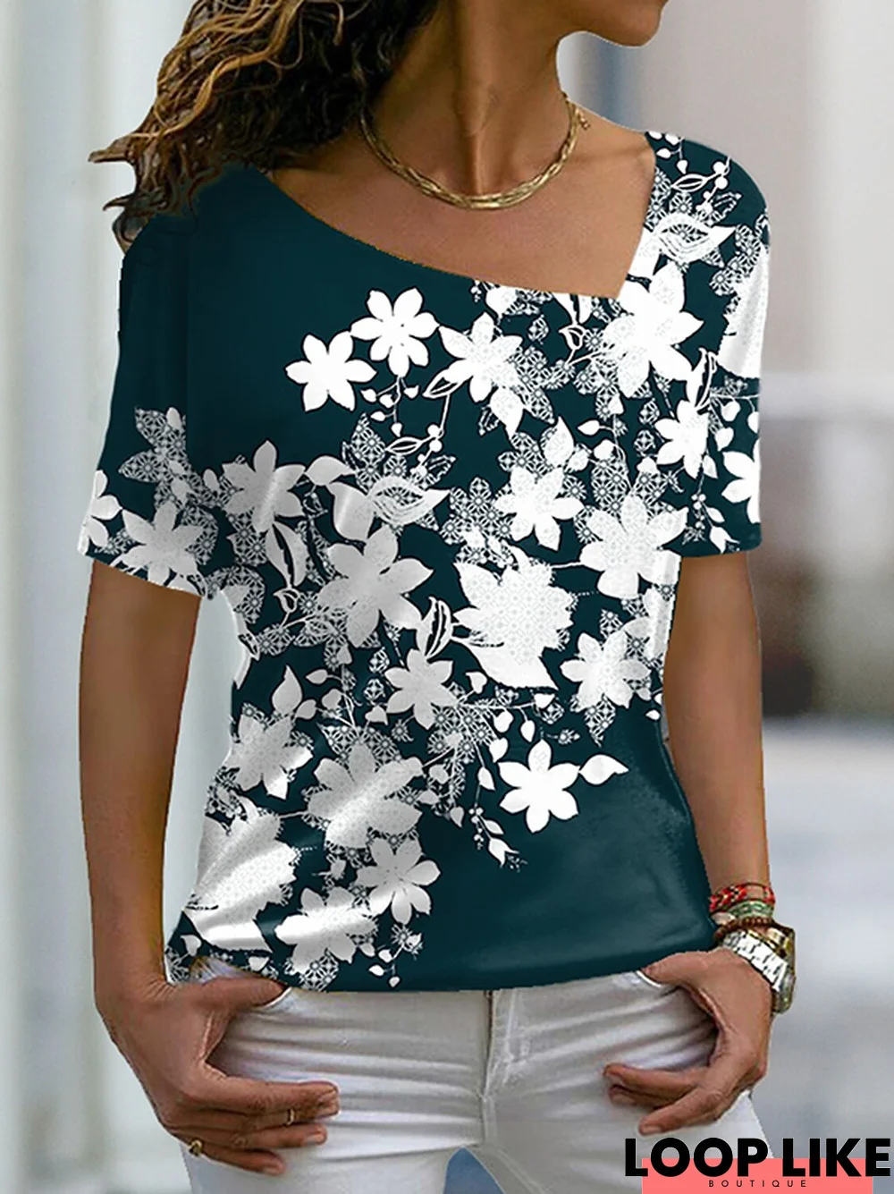 Casual Short sleeve Floral T-Shirt