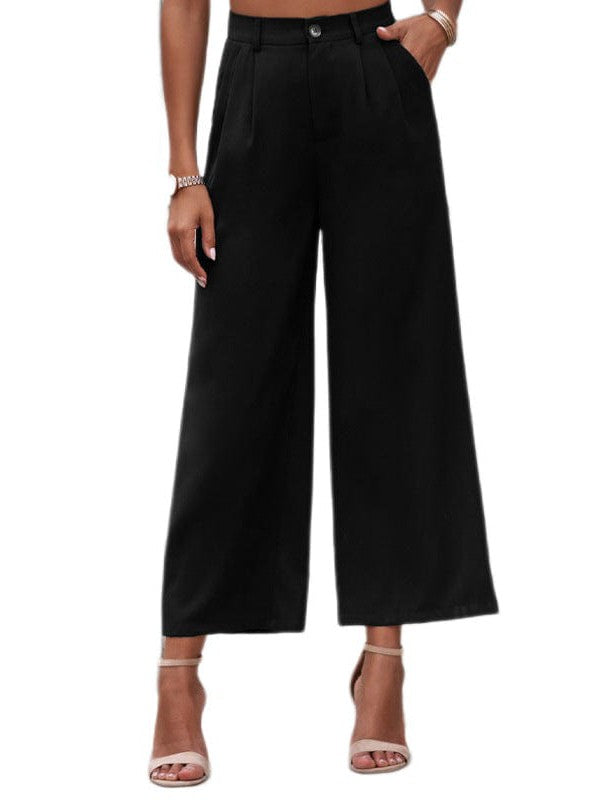 Chic High Waist Wide Leg Trousers In Various Colors - Comfortable, Slim Fit Pants For Women